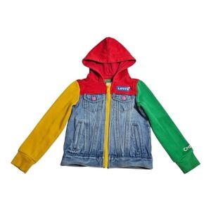 Levi's Crayola Kids Trucker Full Zip‎ Jacket Hooded Size 5 S 4-5 Years Boy Girl